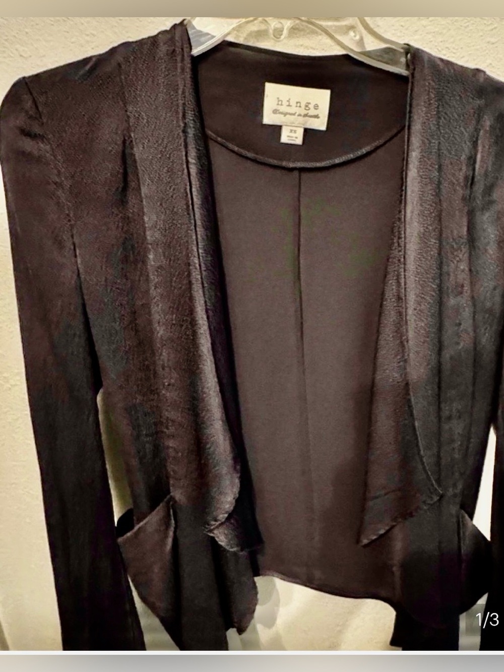 Hinge Black/Navy Women's Open-Front Draped Jacket